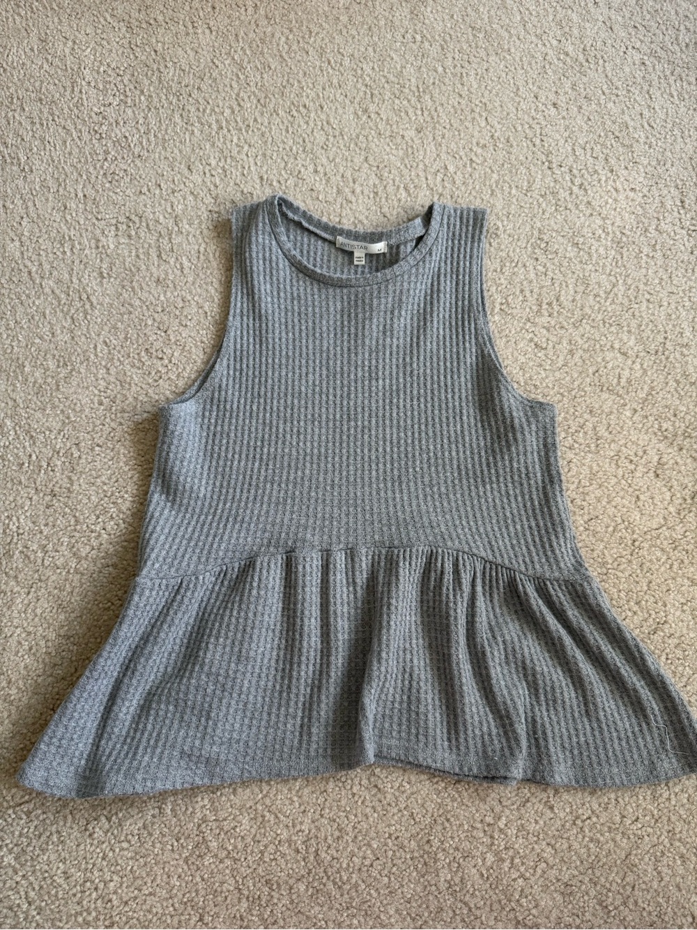 Ribbed Peplum Tank Top in Gray